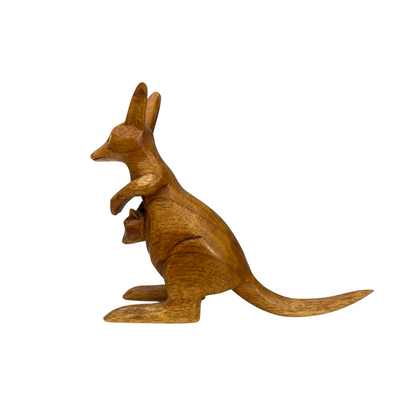Wooden handmade Kangaroos and a baby figurine