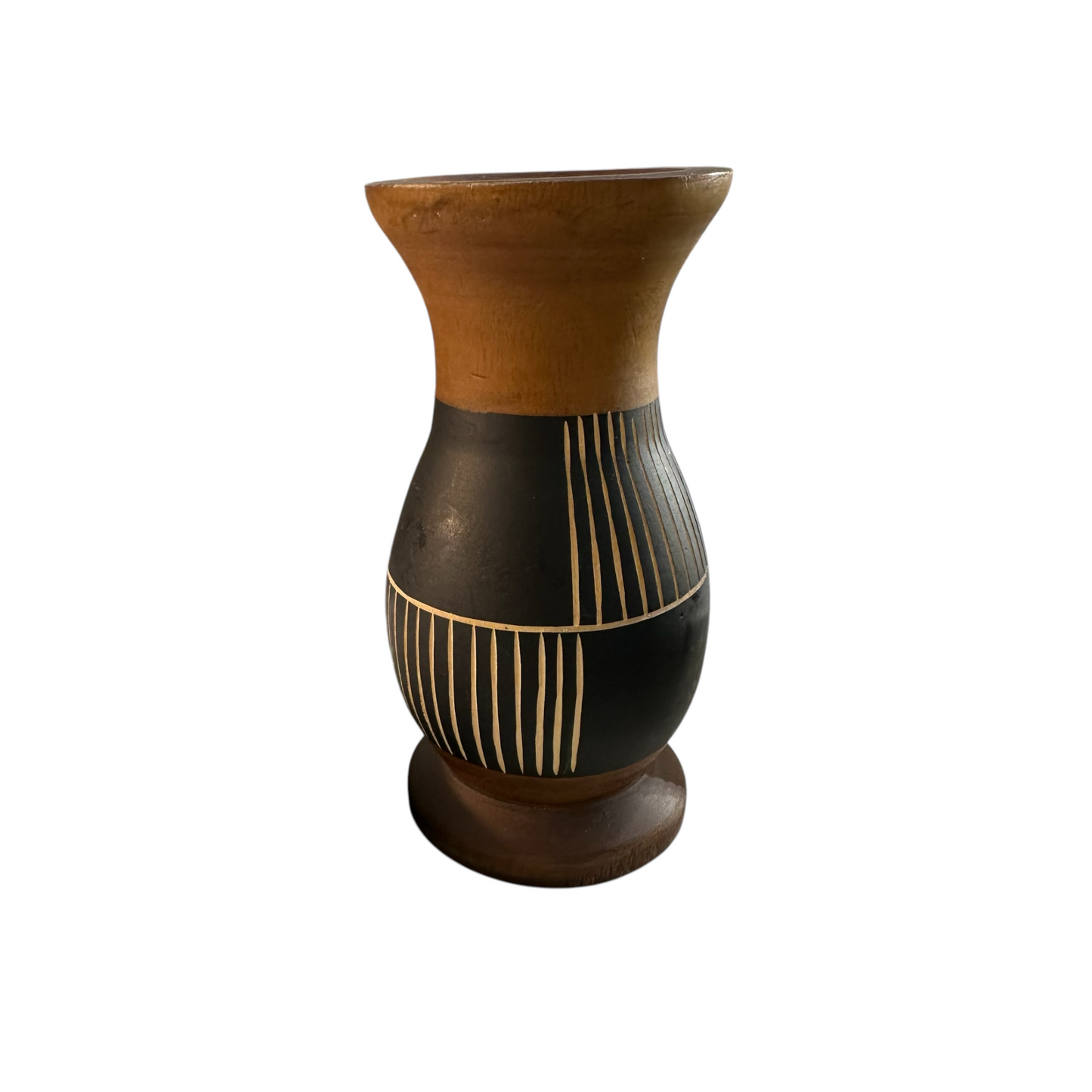 Handcrafted Mango Wood Vase Checker style