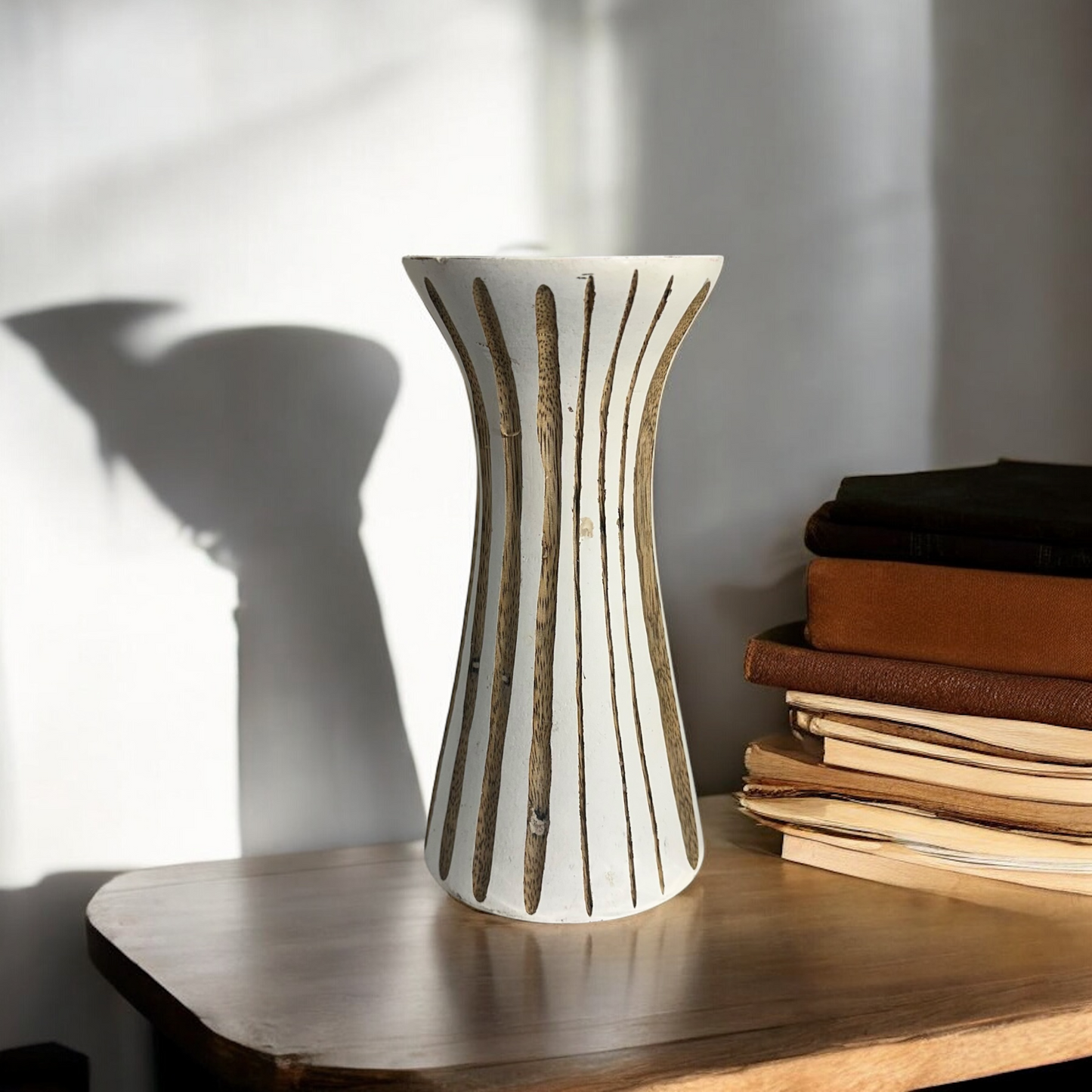 White Handcrafted Mango Wood Vase