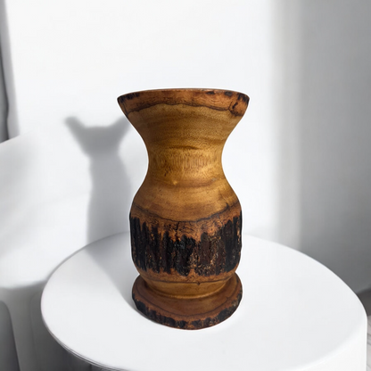 Natural Wood Bark Texture Handcrafted Mango Wood Vase