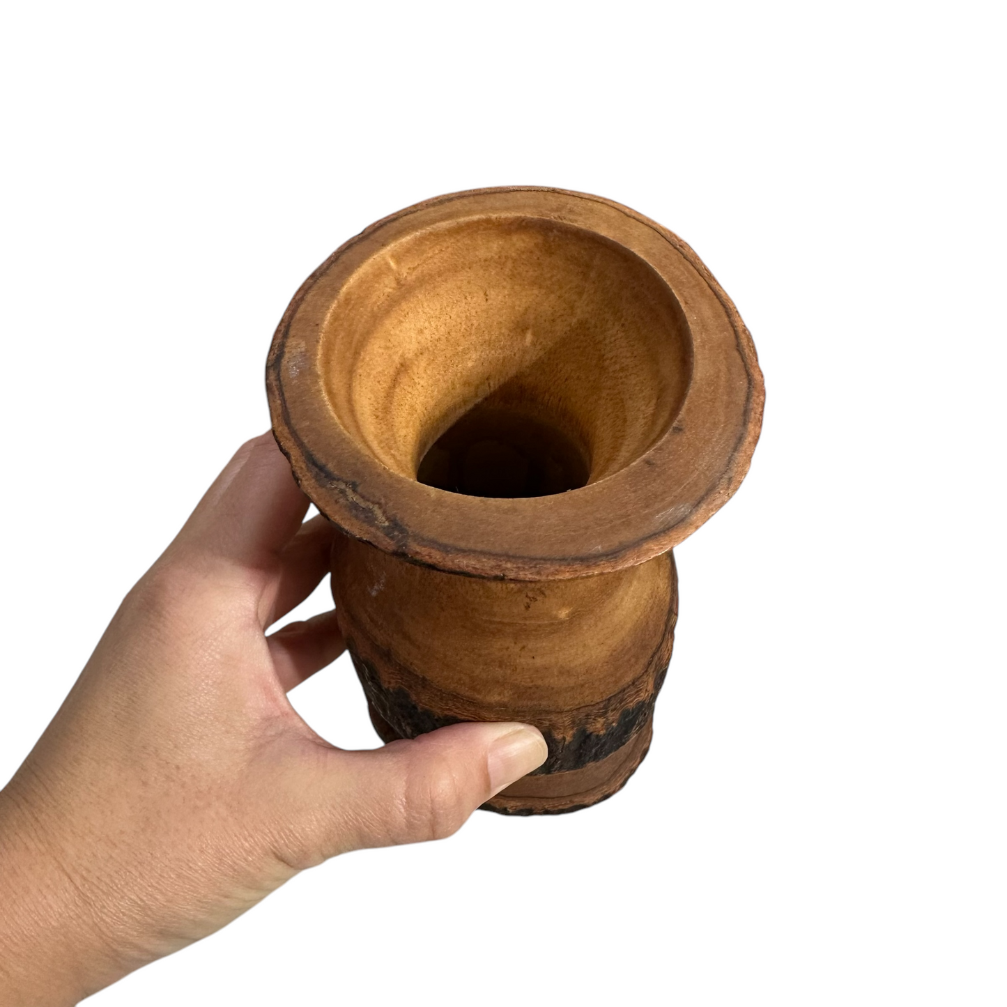 Natural Wood Bark Texture Handcrafted Mango Wood Vase