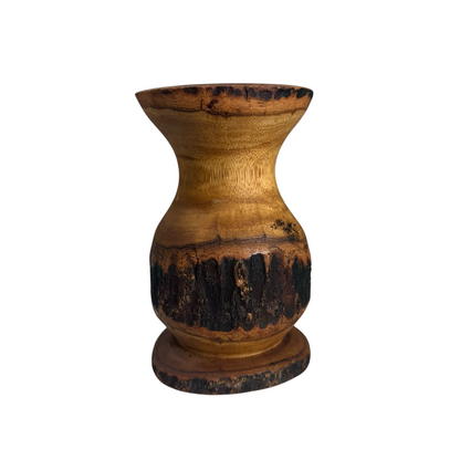 Natural Wood Bark Texture Handcrafted Mango Wood Vase