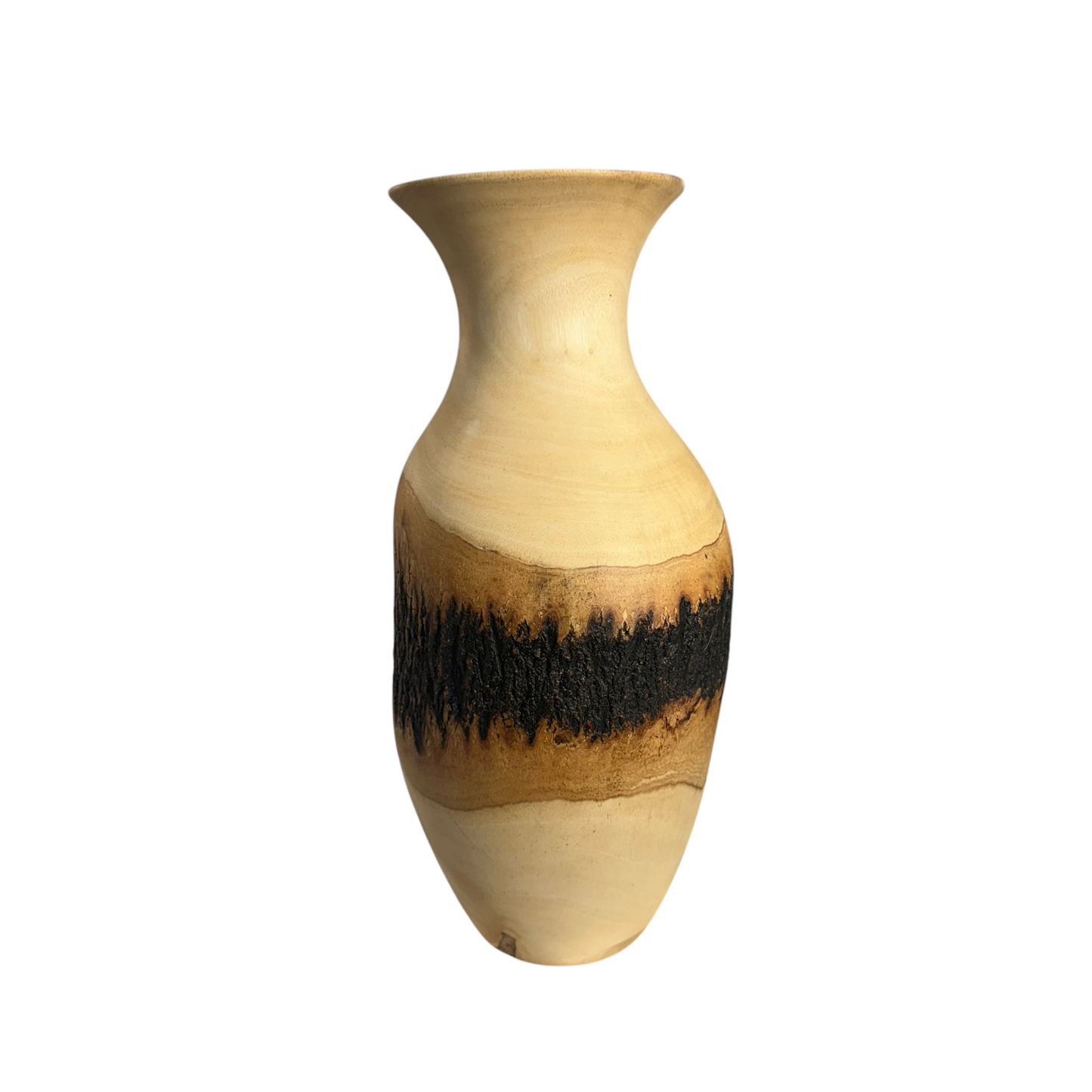 Large Natural Wood Bark Texture Handcrafted Mango Wood Vase Decoration