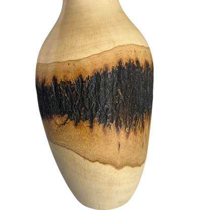 Large Natural Wood Bark Texture Handcrafted Mango Wood Vase Decoration