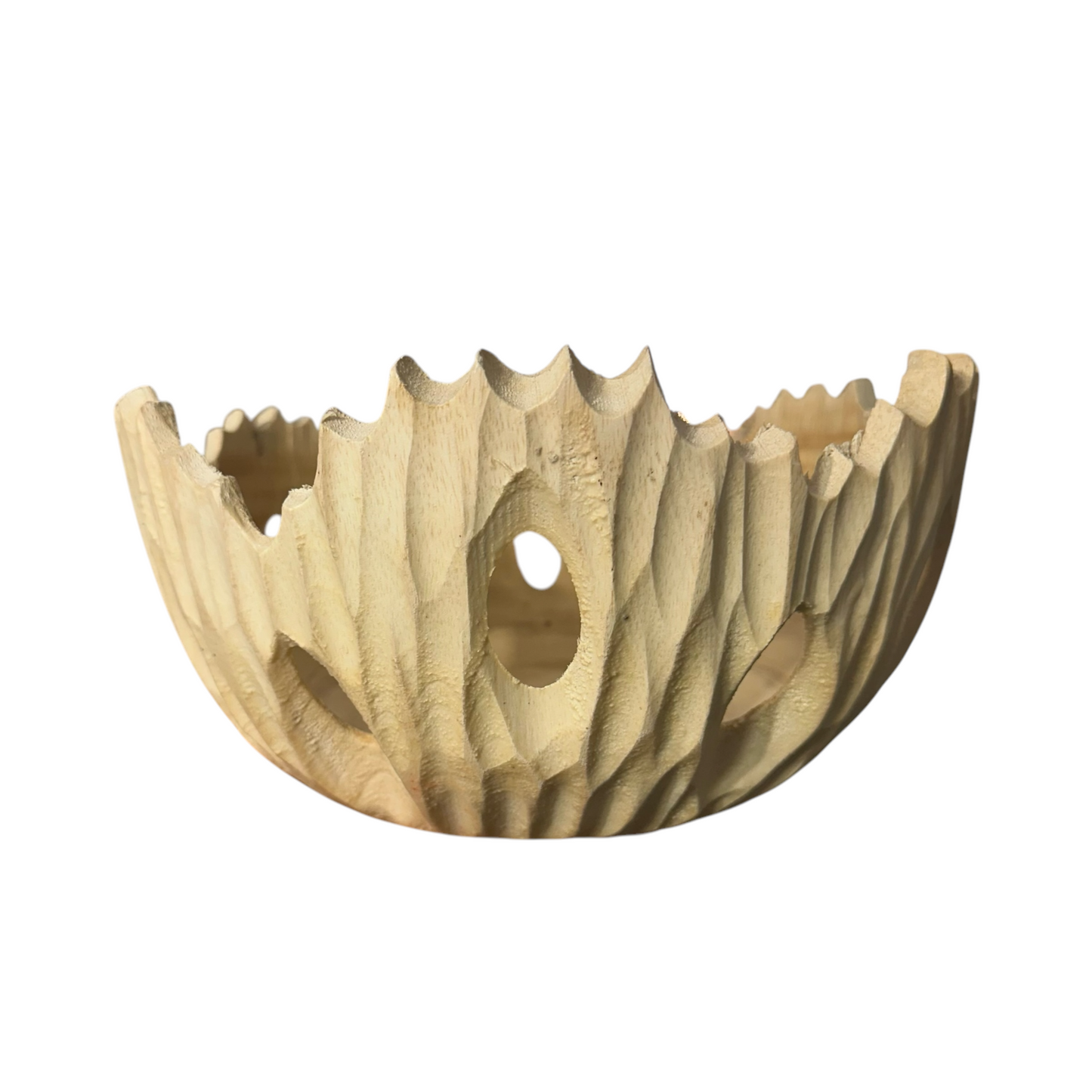 Handcrafted Wooden Carved Fruit Bowl