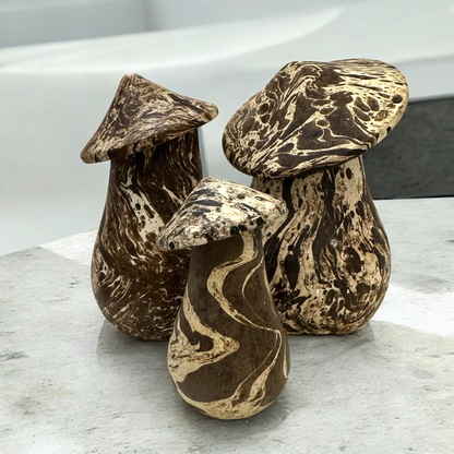 Mystic Grove Hand-Carved Wooden Mushroom Decor Set