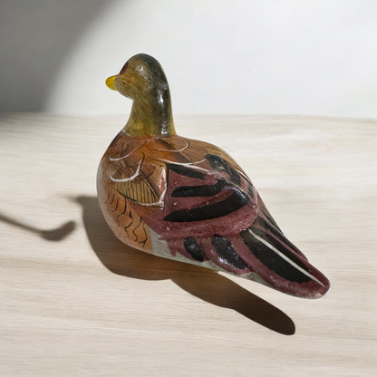 Artisan Hand-Painted Wooden Duck