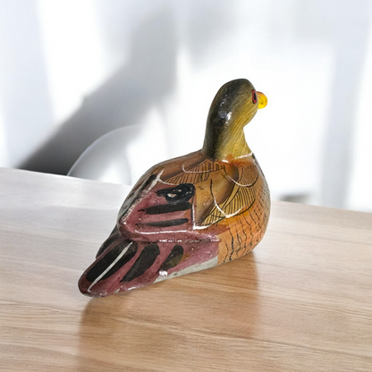 Artisan Hand-Painted Wooden Duck