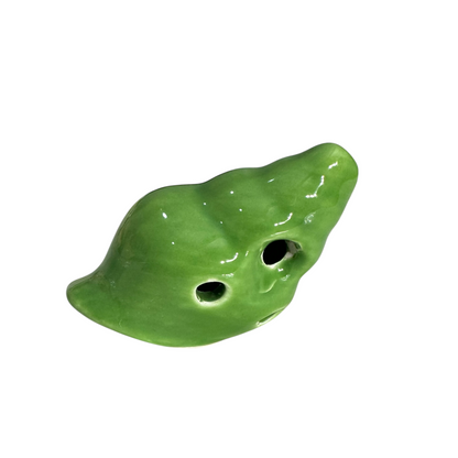 Handcrafted Green Seashell Ceramic Ocarina – Musical Instrument