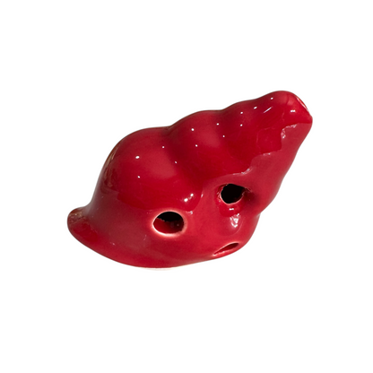 Handcrafted Red Seashell Ceramic Ocarina – Musical Instrument