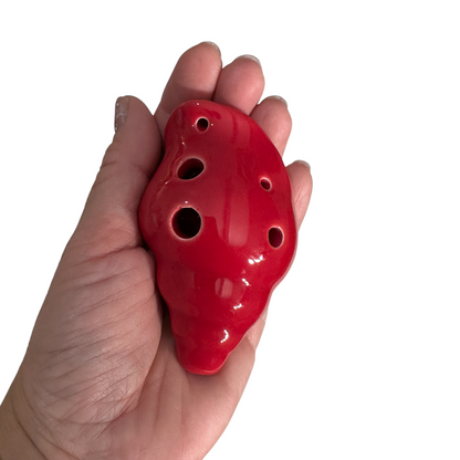 Handcrafted Red Seashell Ceramic Ocarina – Musical Instrument