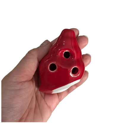 Handcrafted Red Seashell Ceramic Ocarina – Musical Instrument