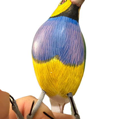 Wooden Hand-painted Yellow Finch Bird Figurine Decoration