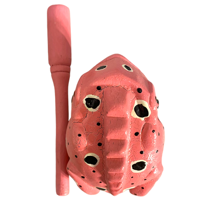 3" Wooden Musical Frog - Cherry Blossom Design (Percussion Instrument)