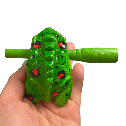 1.5" Wooden Musical Frog - Fire Design (Percussion Instrument)