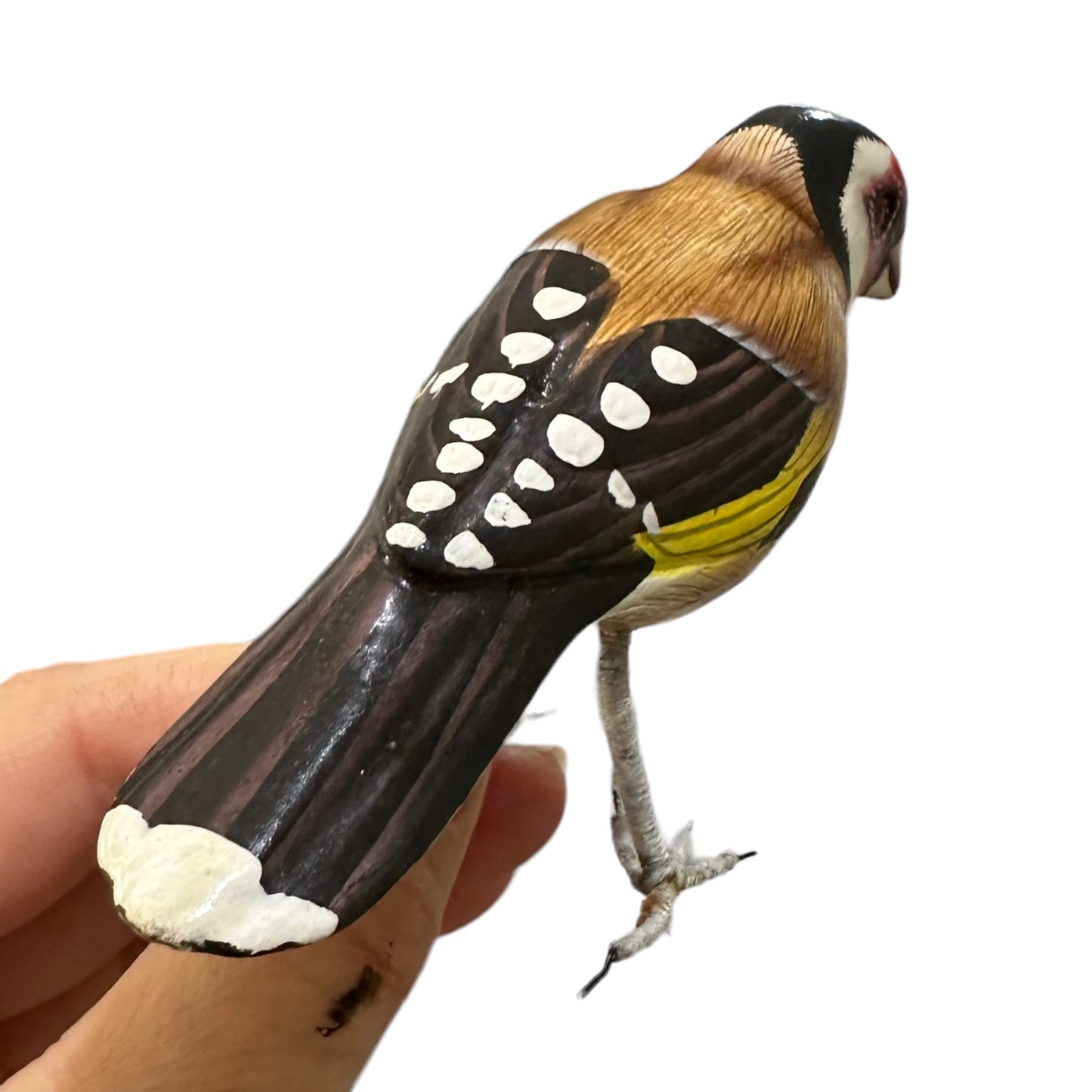 Wooden Hand-painted Goldfinch Bird Figurine Decoration