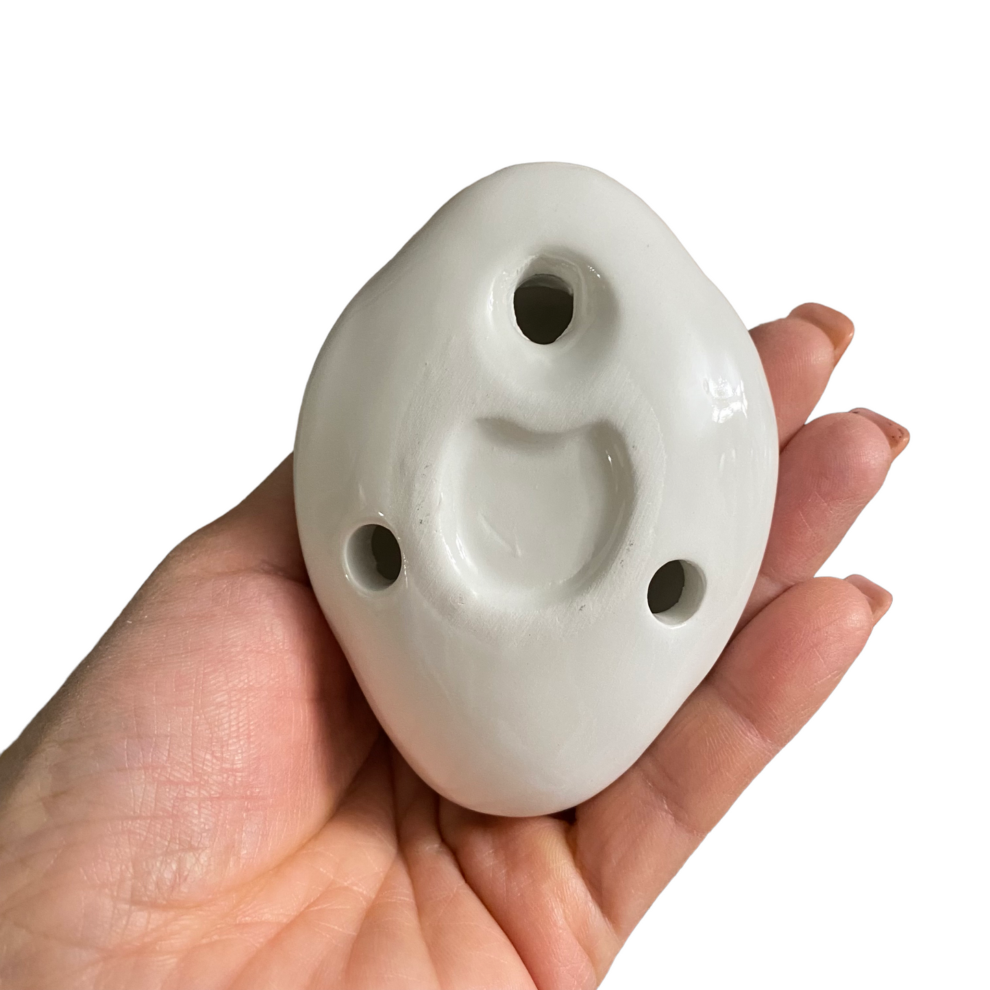 Ceramic Duck Ocarina White with spots