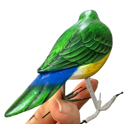 Wooden Hand-painted Yellow Finch Bird Figurine Decoration