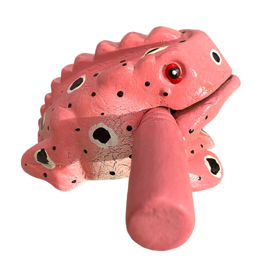 3" Wooden Musical Frog - Cherry Blossom Design (Percussion Instrument)