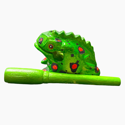 2" Wooden Musical Frog - Fire Design (Percussion Instrument)