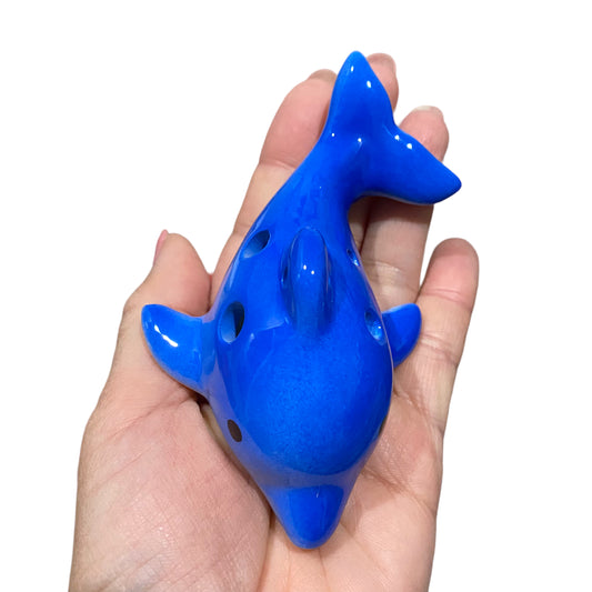 Happy Ceramic Dolphin Ocarina Ocean Blue