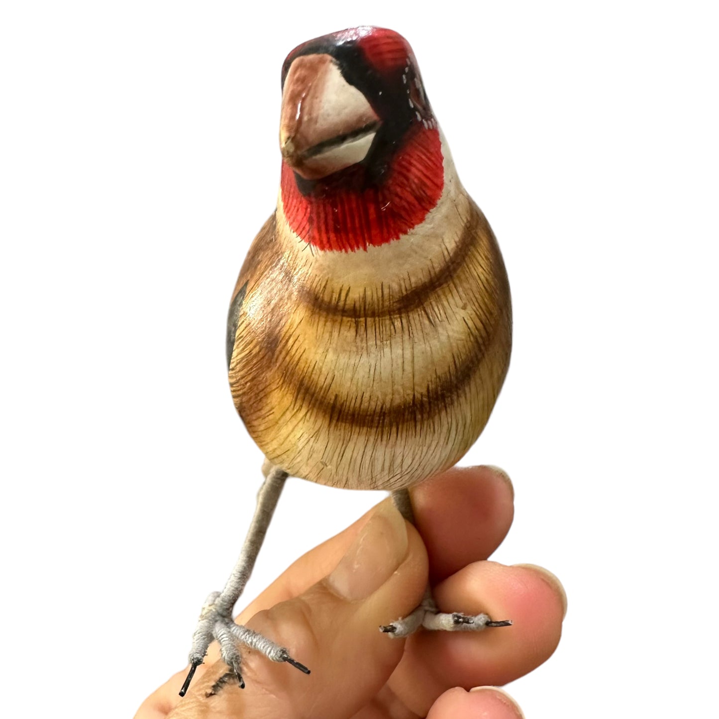 Wooden Hand-painted Goldfinch Bird Figurine Decoration