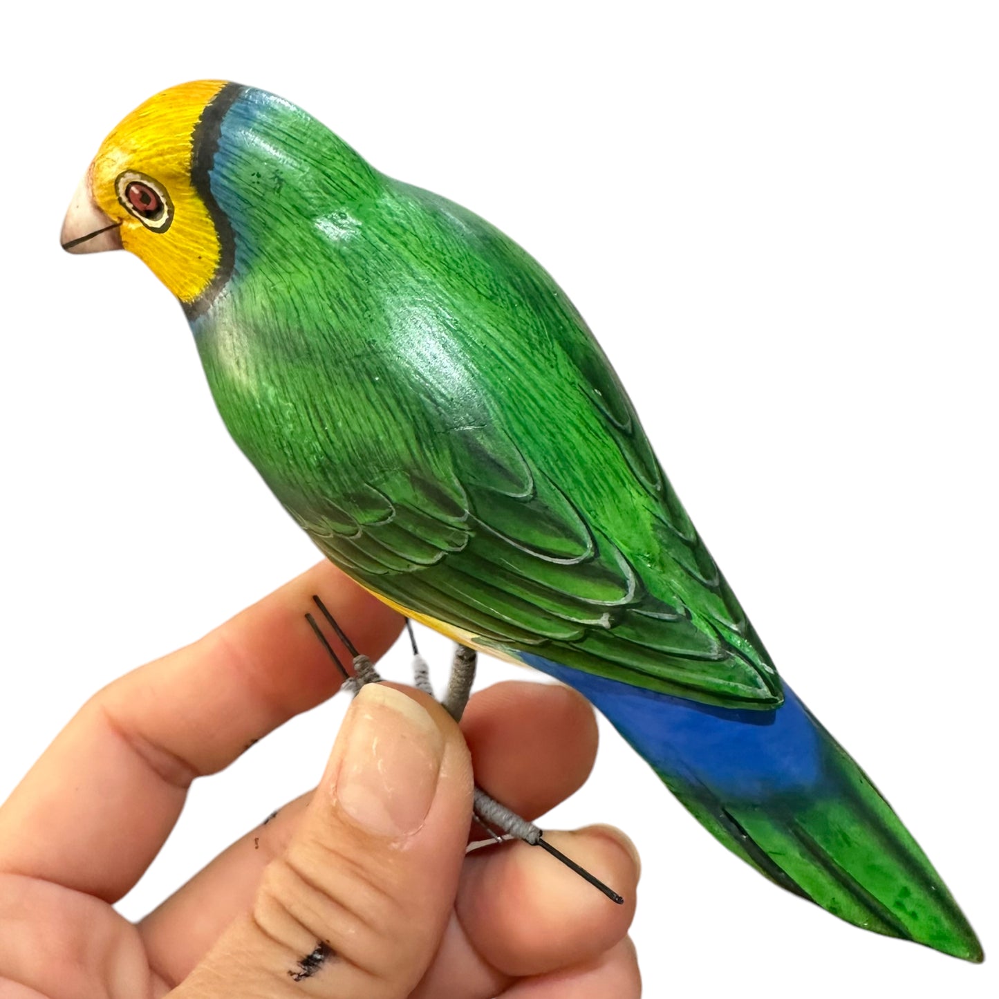 Wooden Hand-painted Yellow Finch Bird Figurine Decoration