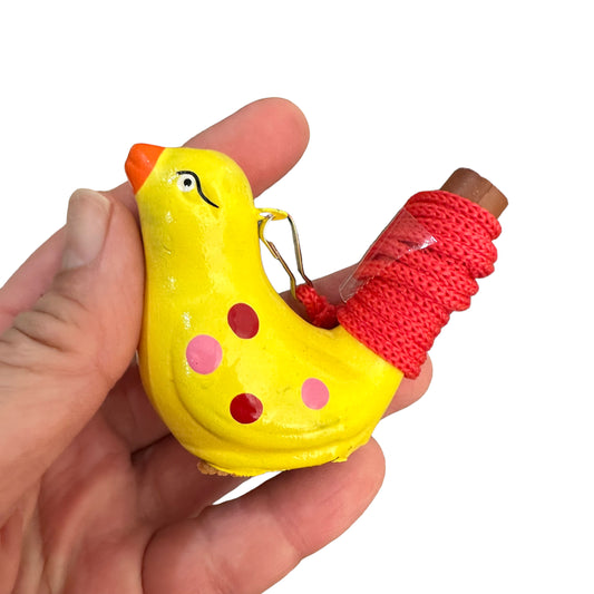 Clay Water Whistle Bird (Yellow with Dots)