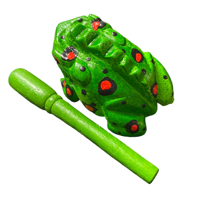 1.5" Wooden Musical Frog - Fire Design (Percussion Instrument)