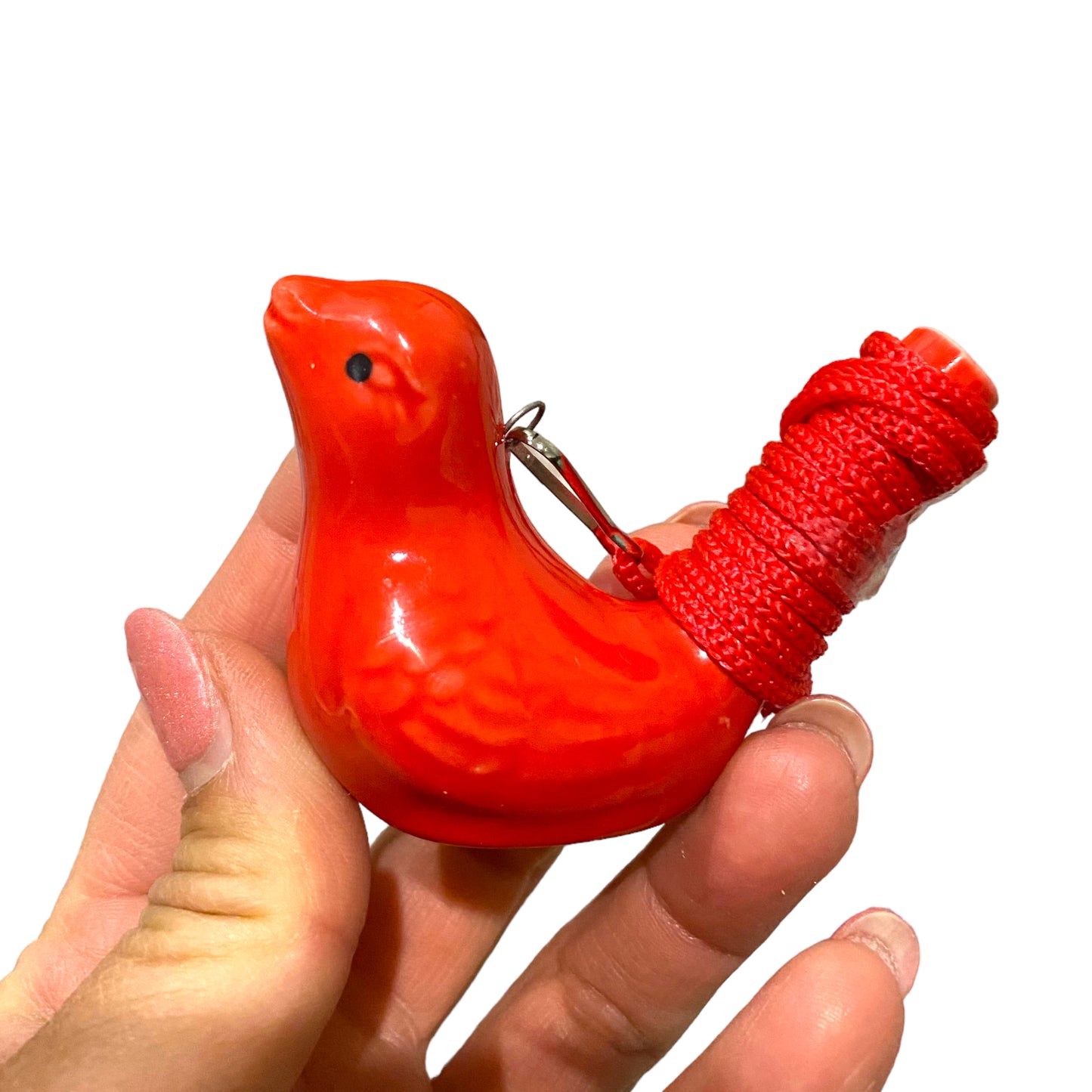 Ceramic Water Whistle Wind Instrument Red Bird