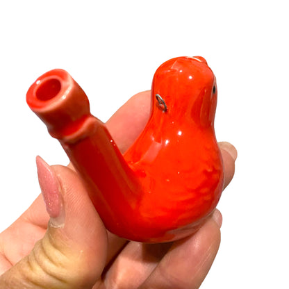 Ceramic Water Whistle Wind Instrument Red Bird