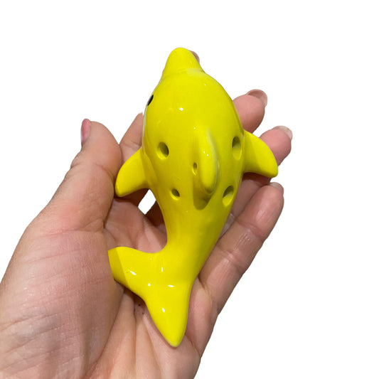 Happy Ceramic Dolphin Ocarina Yellow