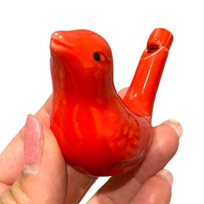 Ceramic Water Whistle Wind Instrument Red Bird