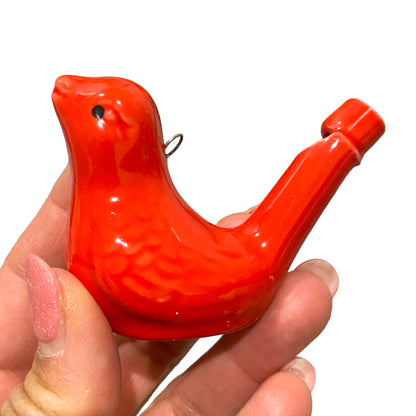 Ceramic Water Whistle Wind Instrument Red Bird