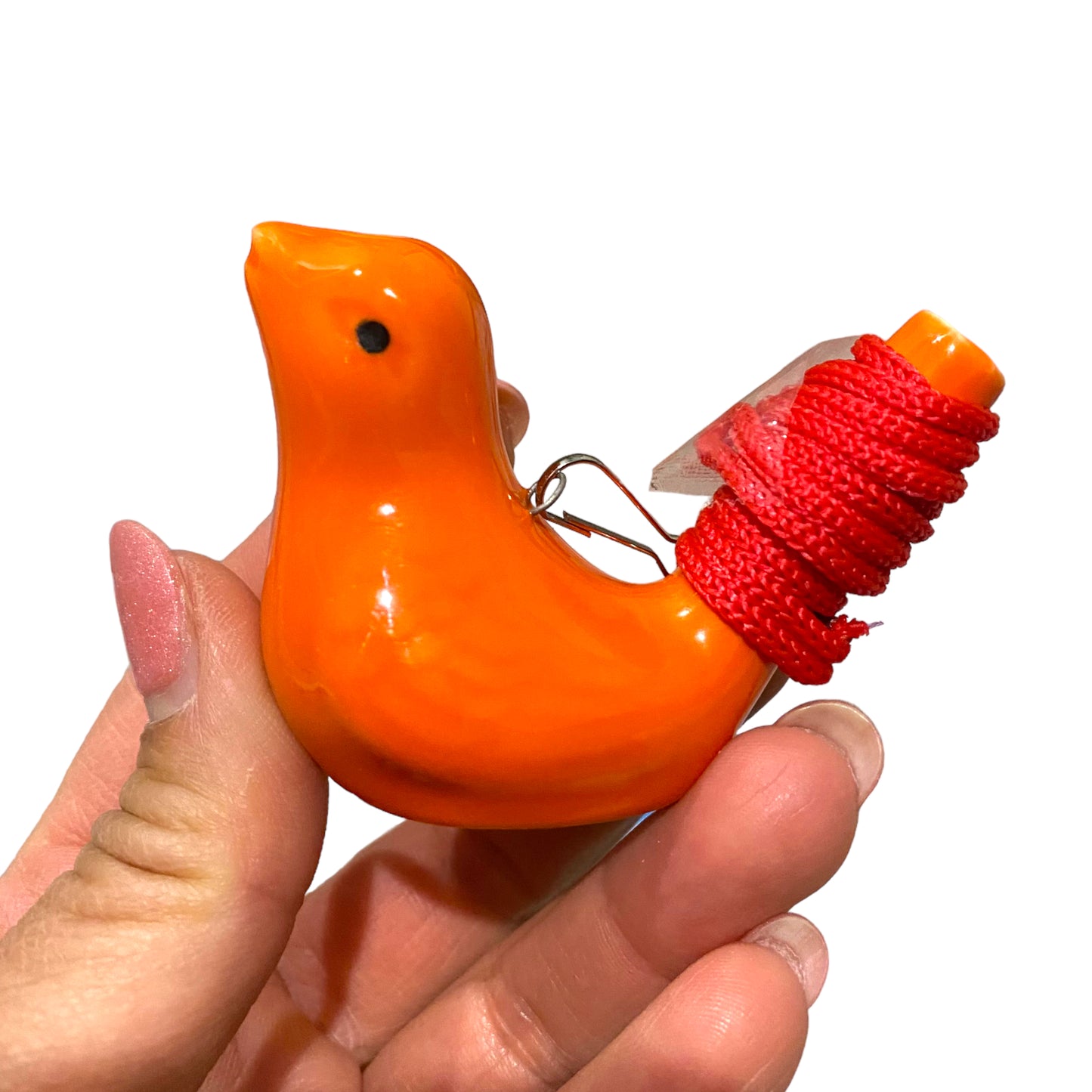 Ceramic Water Whistle Wind Instrument Orange Bird