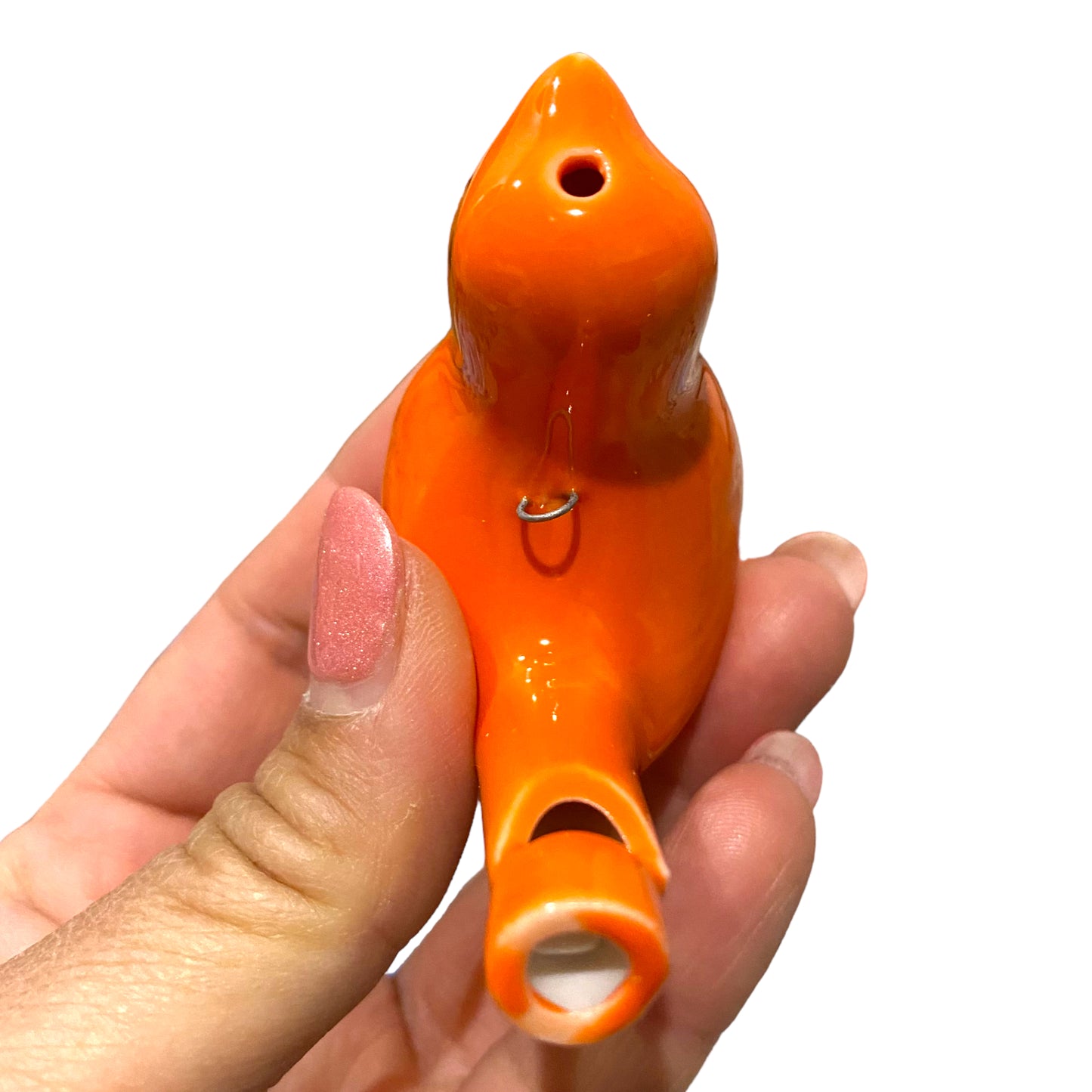 Ceramic Water Whistle Wind Instrument Orange Bird