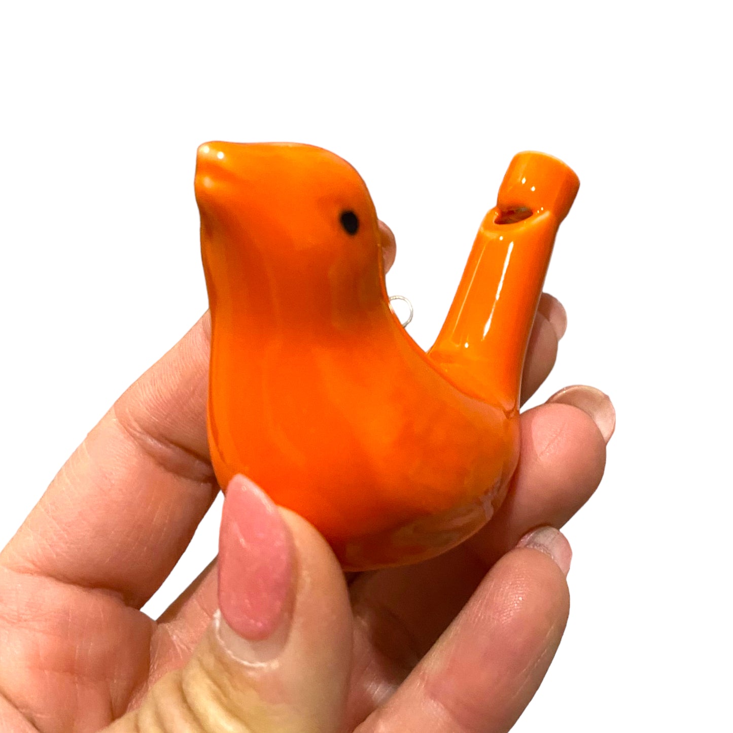 Ceramic Water Whistle Wind Instrument Orange Bird