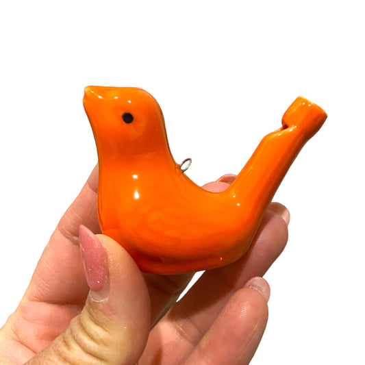 Ceramic Water Whistle Wind Instrument Orange Bird