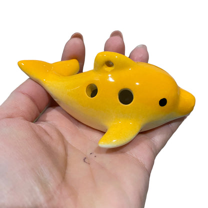 Happy Ceramic Dolphin Ocarina Orange