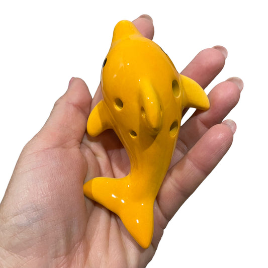 Happy Ceramic Dolphin Ocarina Orange