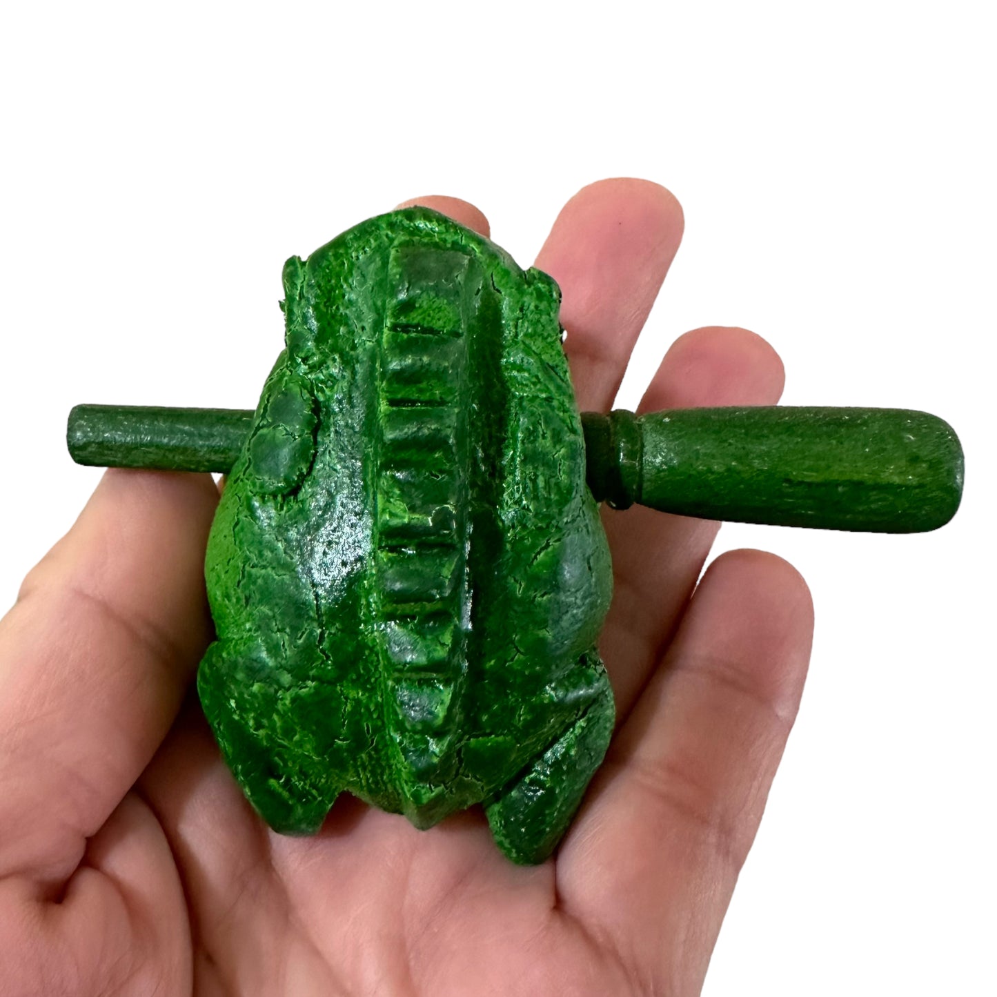 1.5" Extra Small Green Tea Frog Musical Frog Percussion Instrument