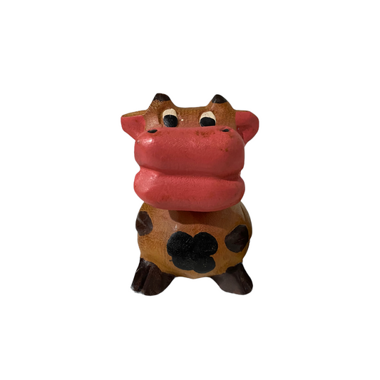 Painted Wooden Musical Whistle Cartoon Cow Percussion Instrument