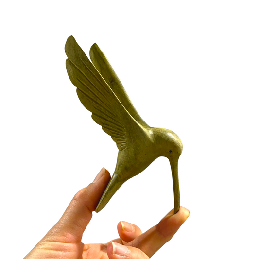 Green Wood Hummingbird Figurine Decoration