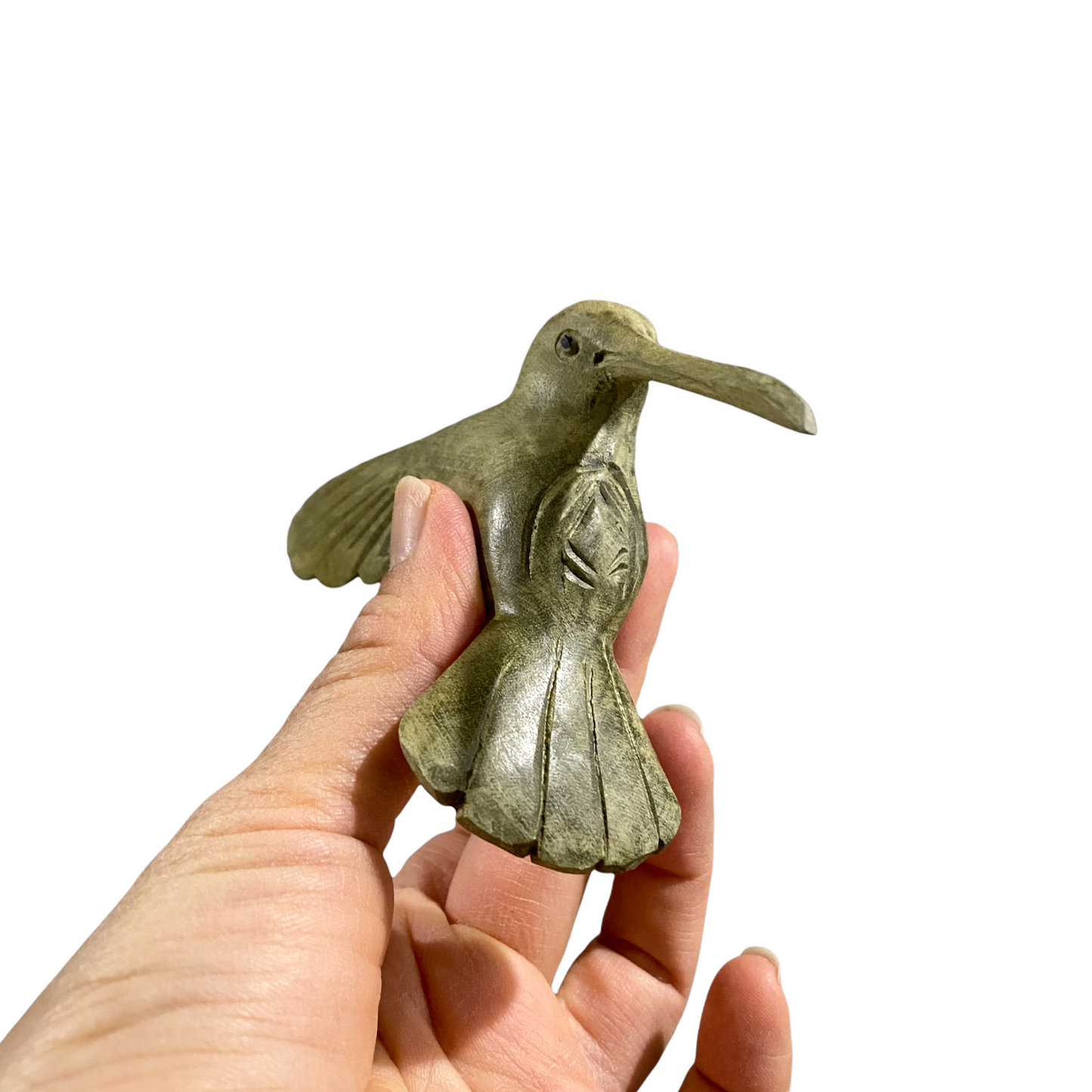 Green Wood Hummingbird Figurine Decoration