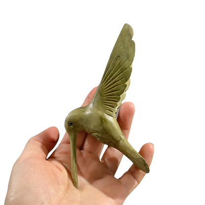 Green Wood Hummingbird Figurine Decoration