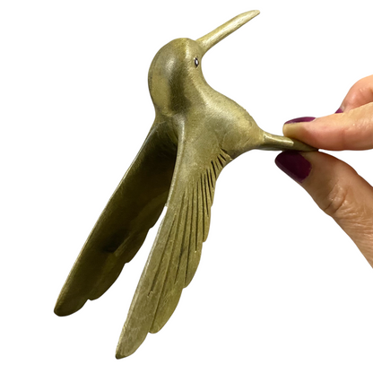 Green Wood Hummingbird Figurine Decoration