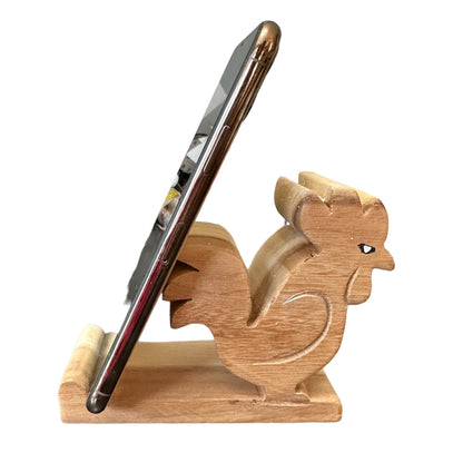 Wooden Rooster Cellphone Stand