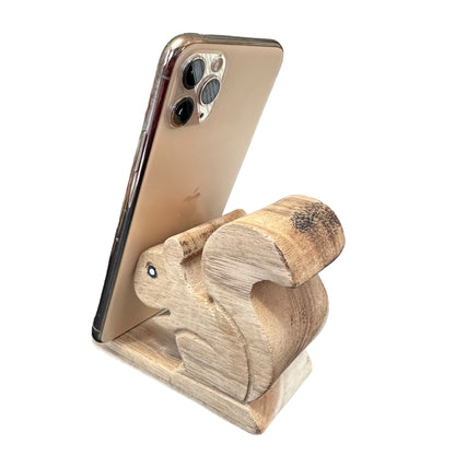 Wooden Squirrel Phone Holder