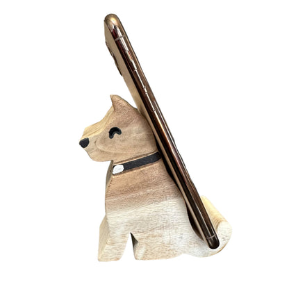 Wooden Husky Phone Holder
