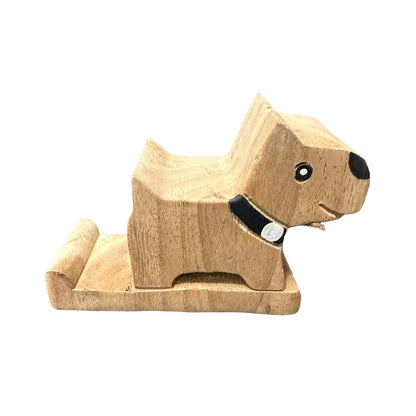 Wooden Dog Terrier Cellphone Holder